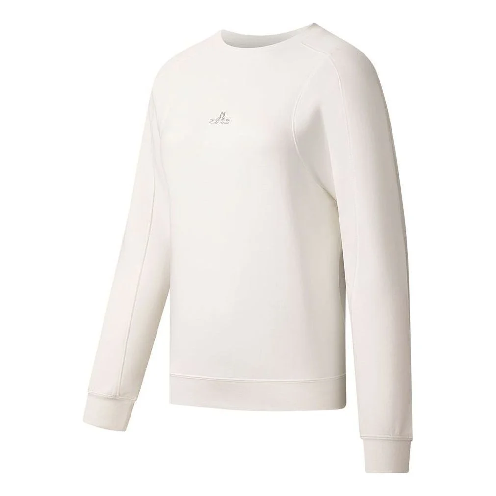 (WMNS) Li-Ning Classique Crewneck Sweatshirt 'White' AWDS776-1 - 1