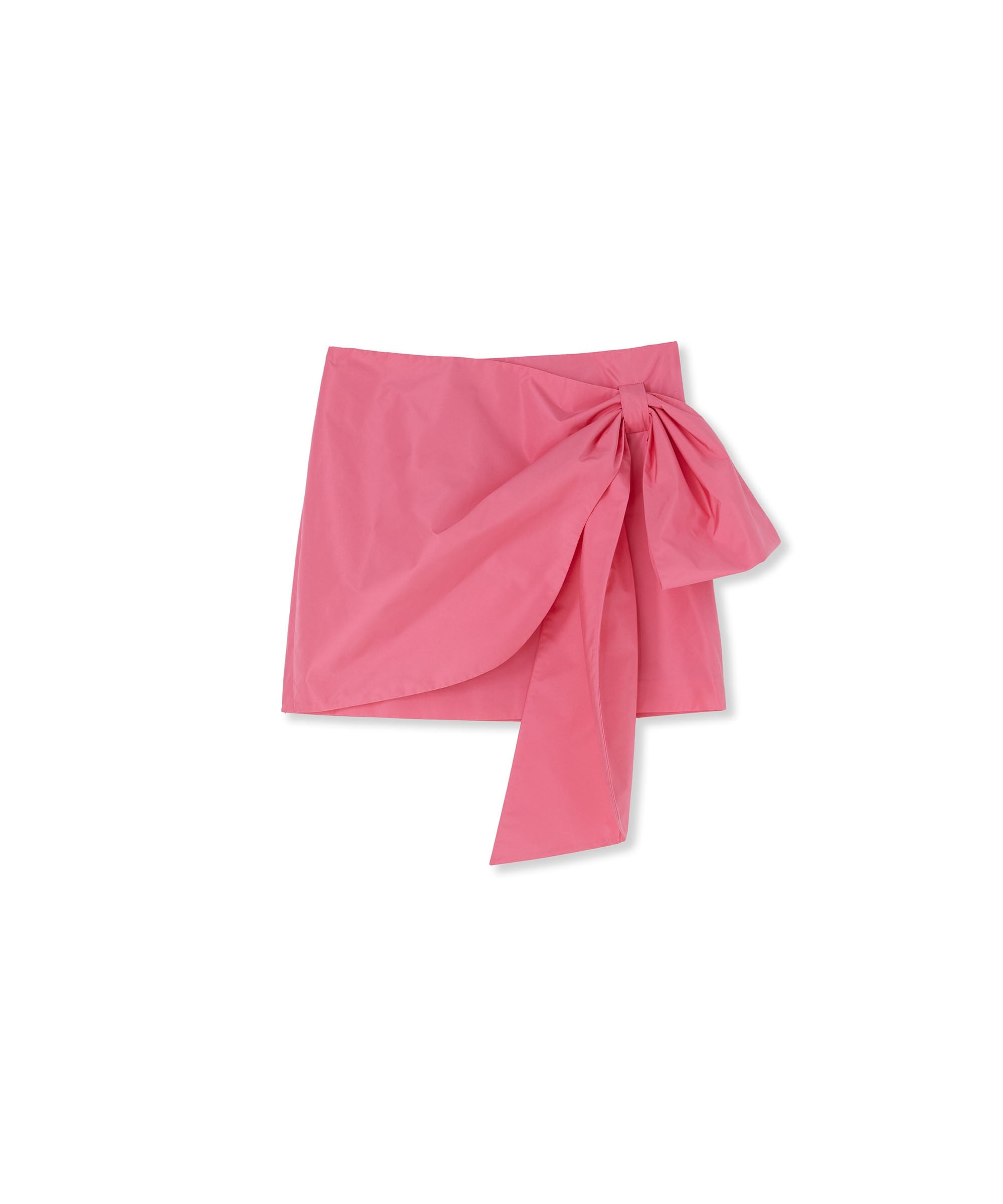 Poplin draped mini skirt with bow - 1