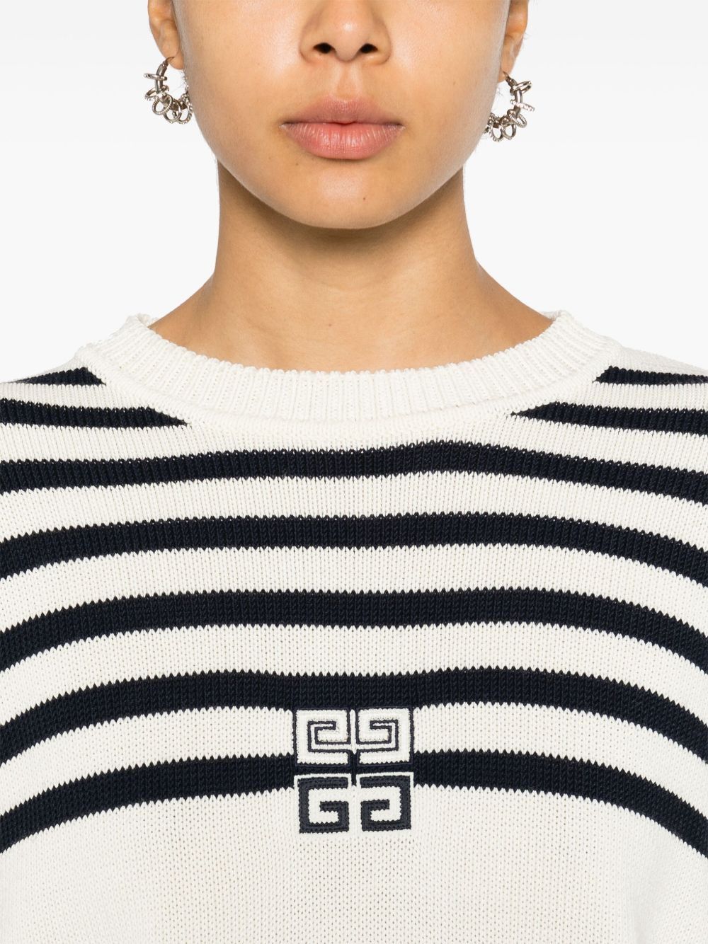 4G-embroidered striped jumper - 5