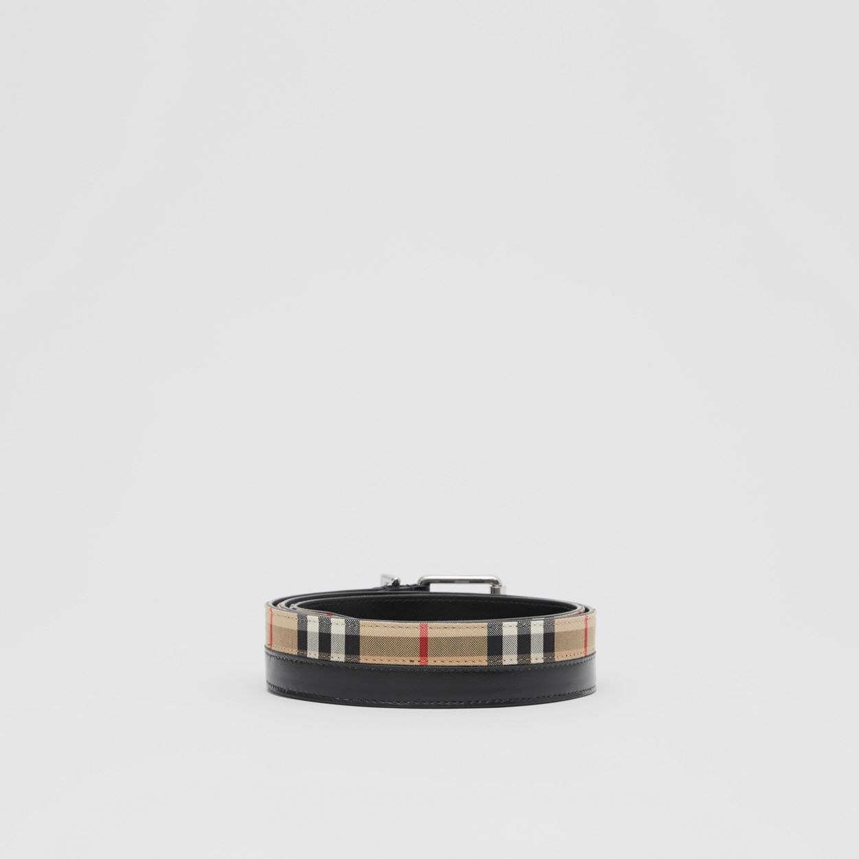 Logo Print Vintage Check and Leather Belt - 4