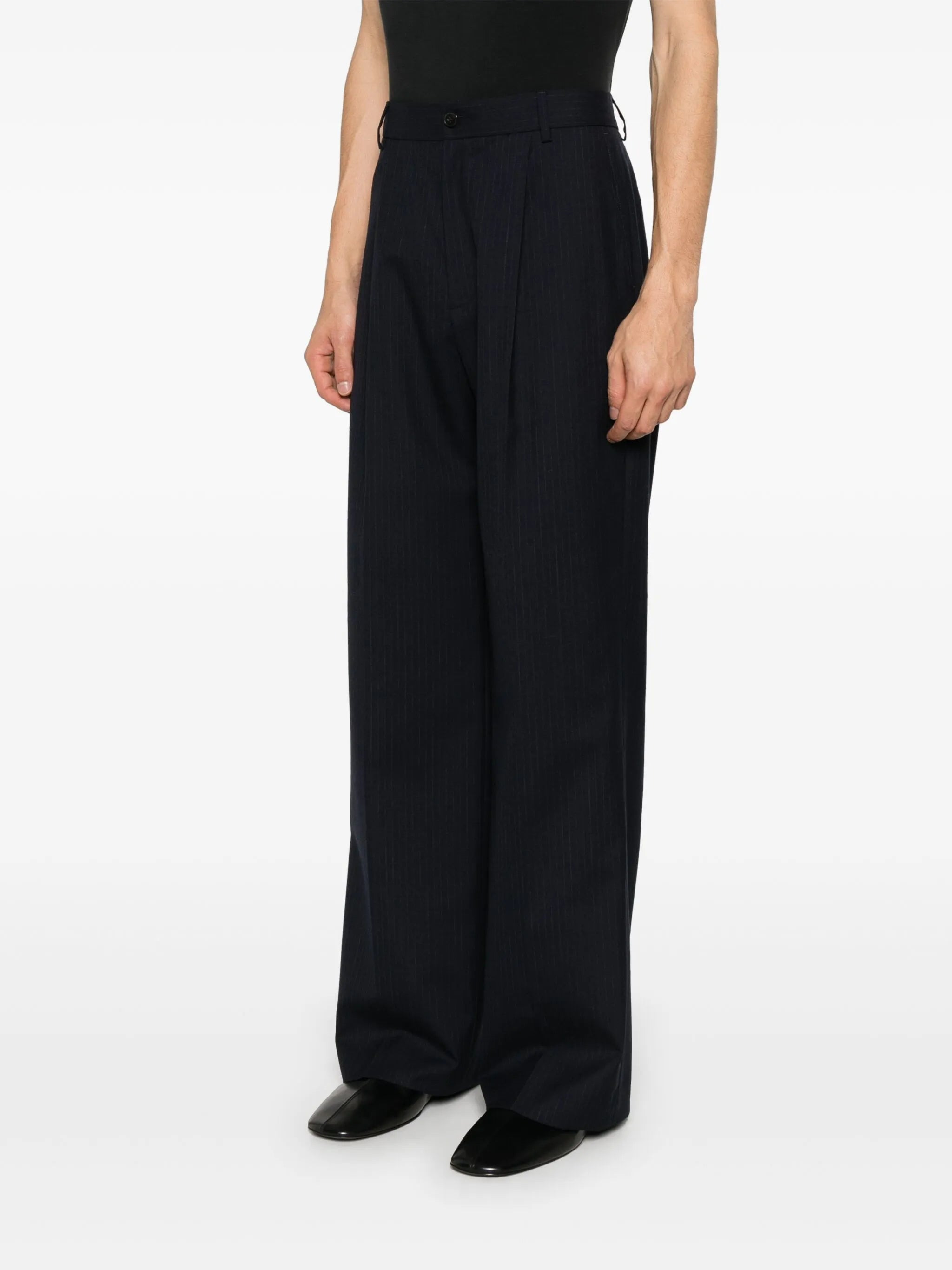 Pinstripe Straight-leg Trousers - 4
