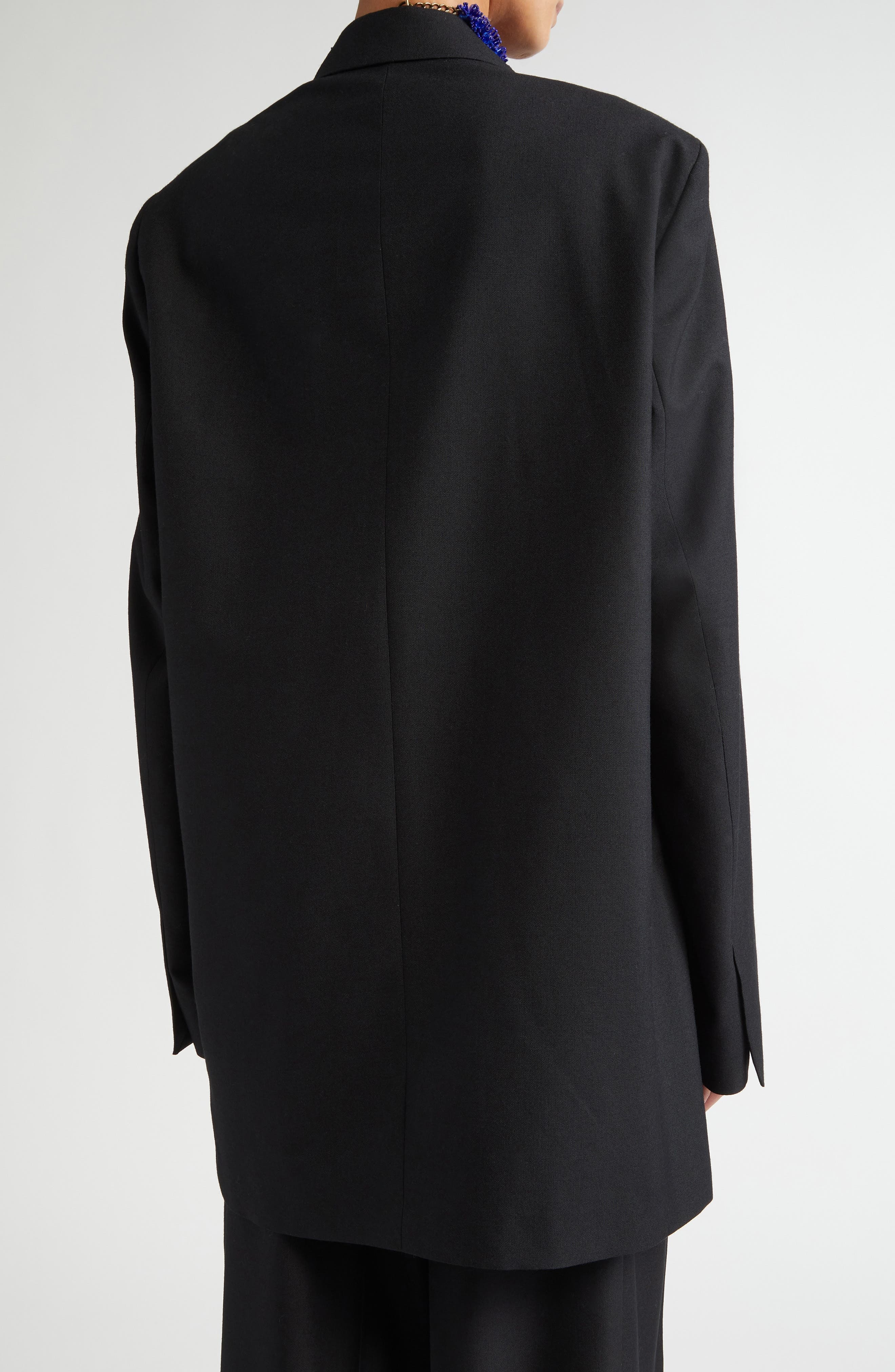 Dries Van Noten Blink Double Breasted Oversize Wool Toile Jacket in Black at Nordstrom - 3