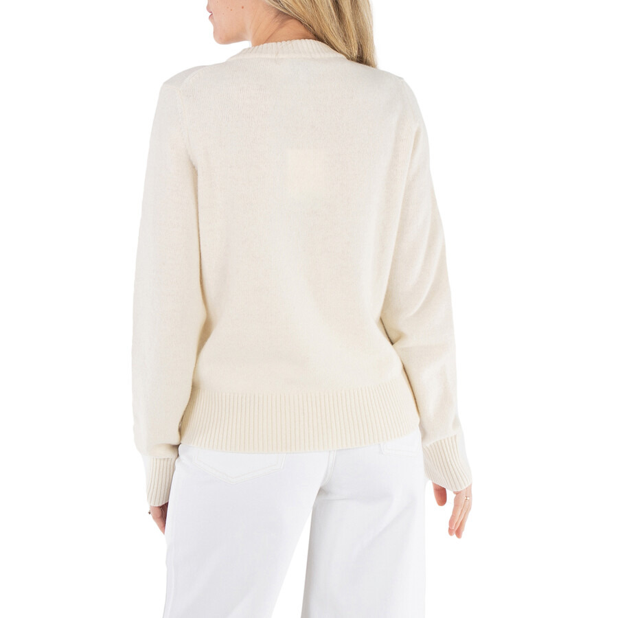 Ganni Egret Logo Intarsia Graphic Bees O-Neck Pullover - 5