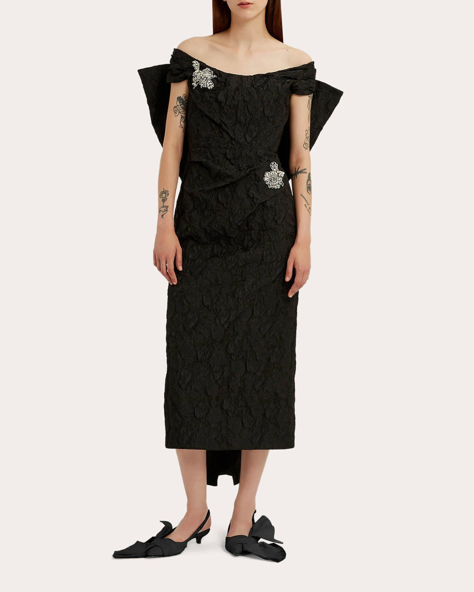 Crystal-Embellished Cloqué Jacquard Midi Dress - 3