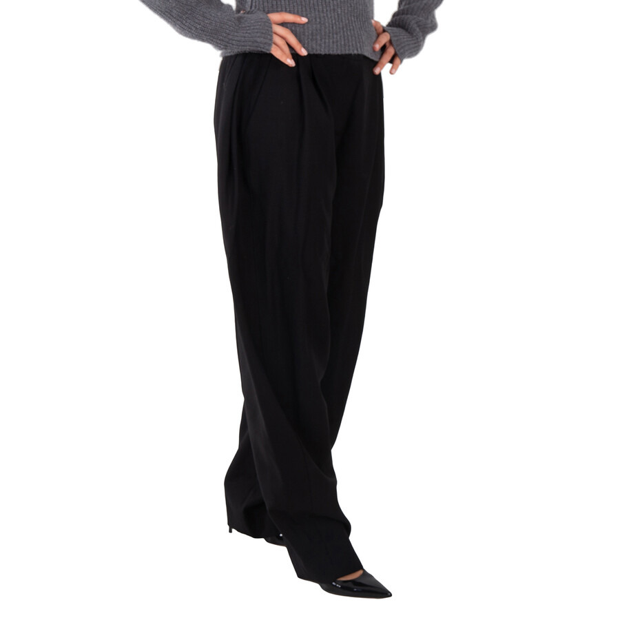Stella McCartney Ladies Black Pleated Wide-Leg Wool Trousers - 3