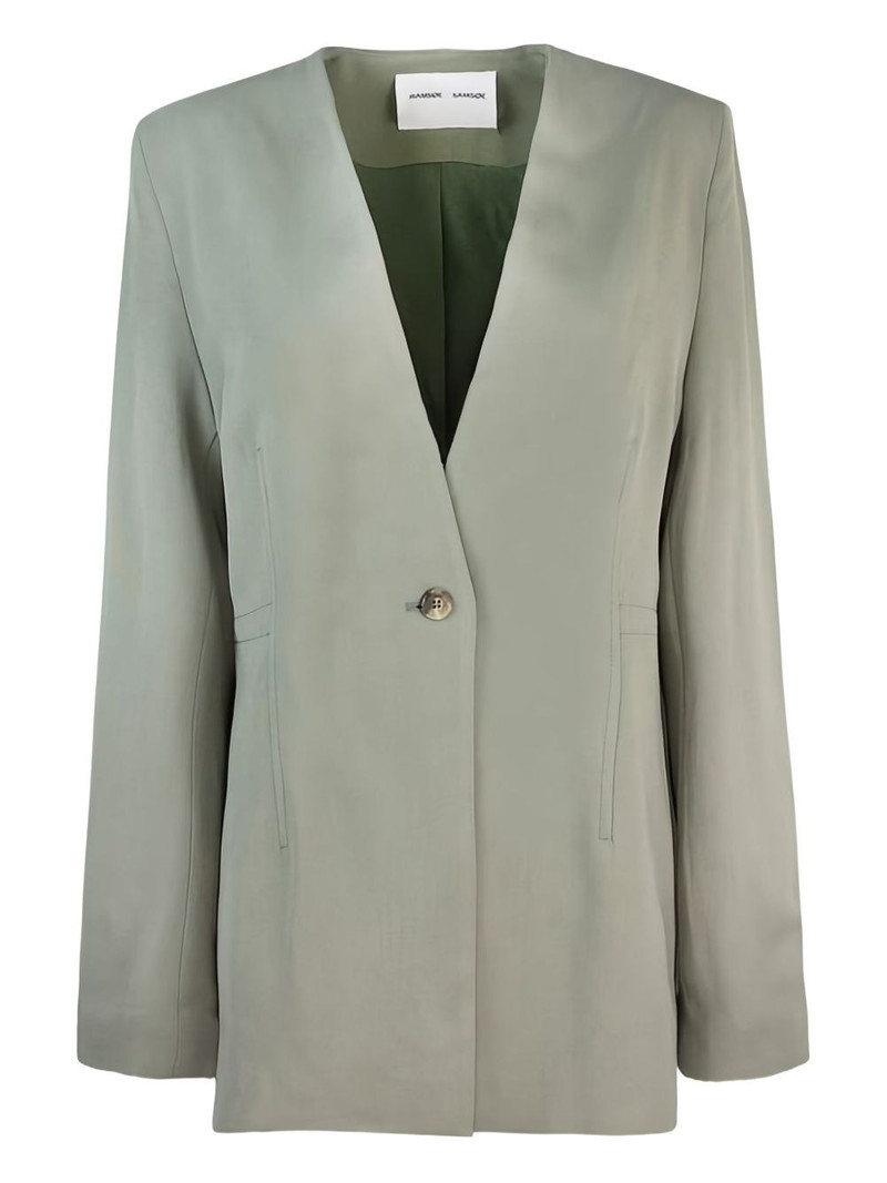 single-button V-neck blazer 1