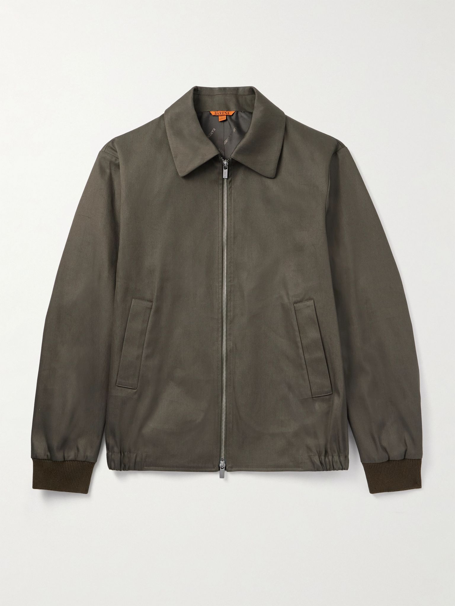 Cotton-Gabardine Blouson Jacket Green - 1