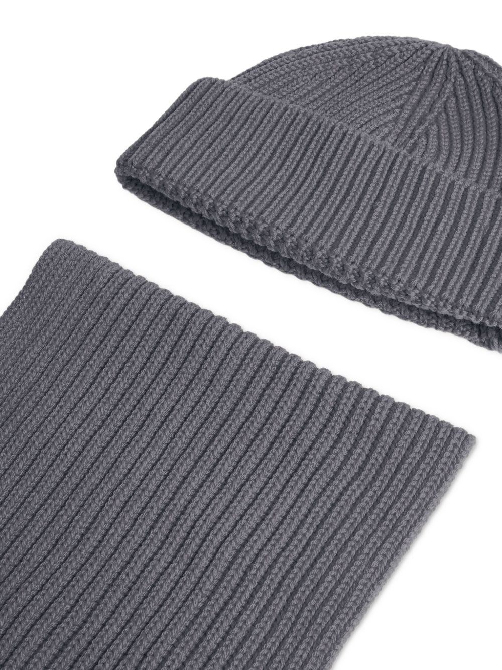 ribbed-knit scarf set - 3