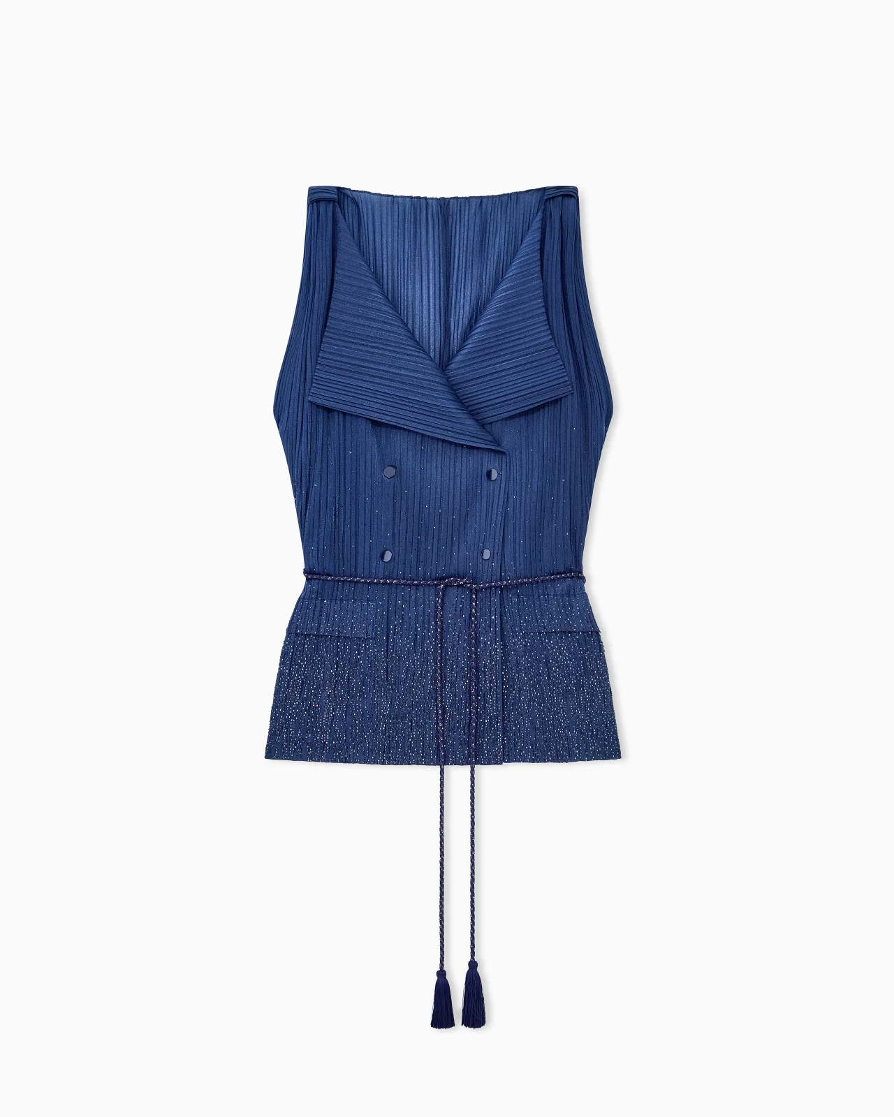 DOUBLE-BREASTED WAISTCOAT IN PLEATED JERSEY WITH RHINESTONES - 1