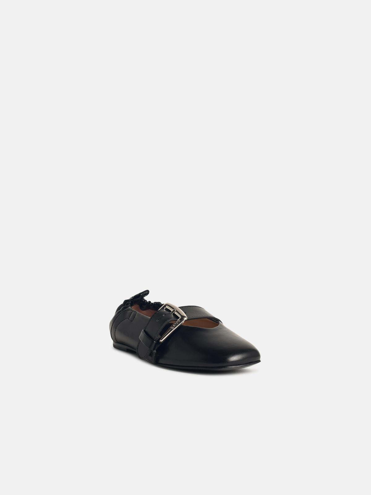 BALLET FLATS WITH STRAP AND BUCKLE IN BLACK 'OLEATEX' - 2