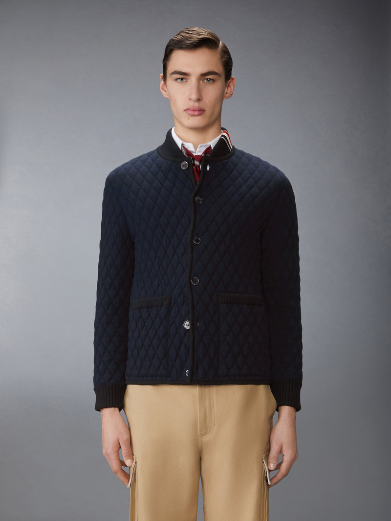 Thom Browne MERINO WOOL INTARSIA JACQUARD WORK JACKET outlook