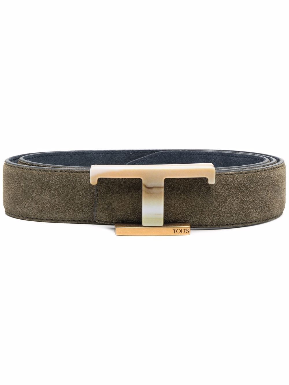 logo-buckle suede belt - 1