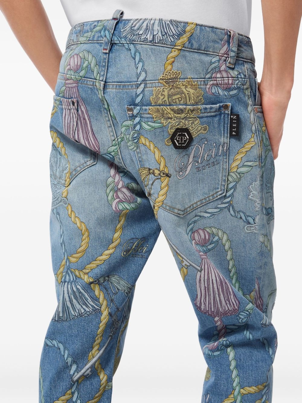 tassel-print jeans - 4