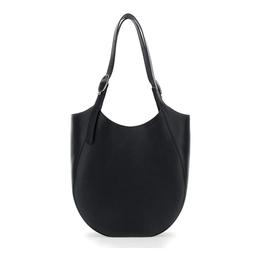 Longchamp le Foulonné Black Xl Shoulder Bag With Two Top Handles And Buckle Closure In Grained Leath - 1