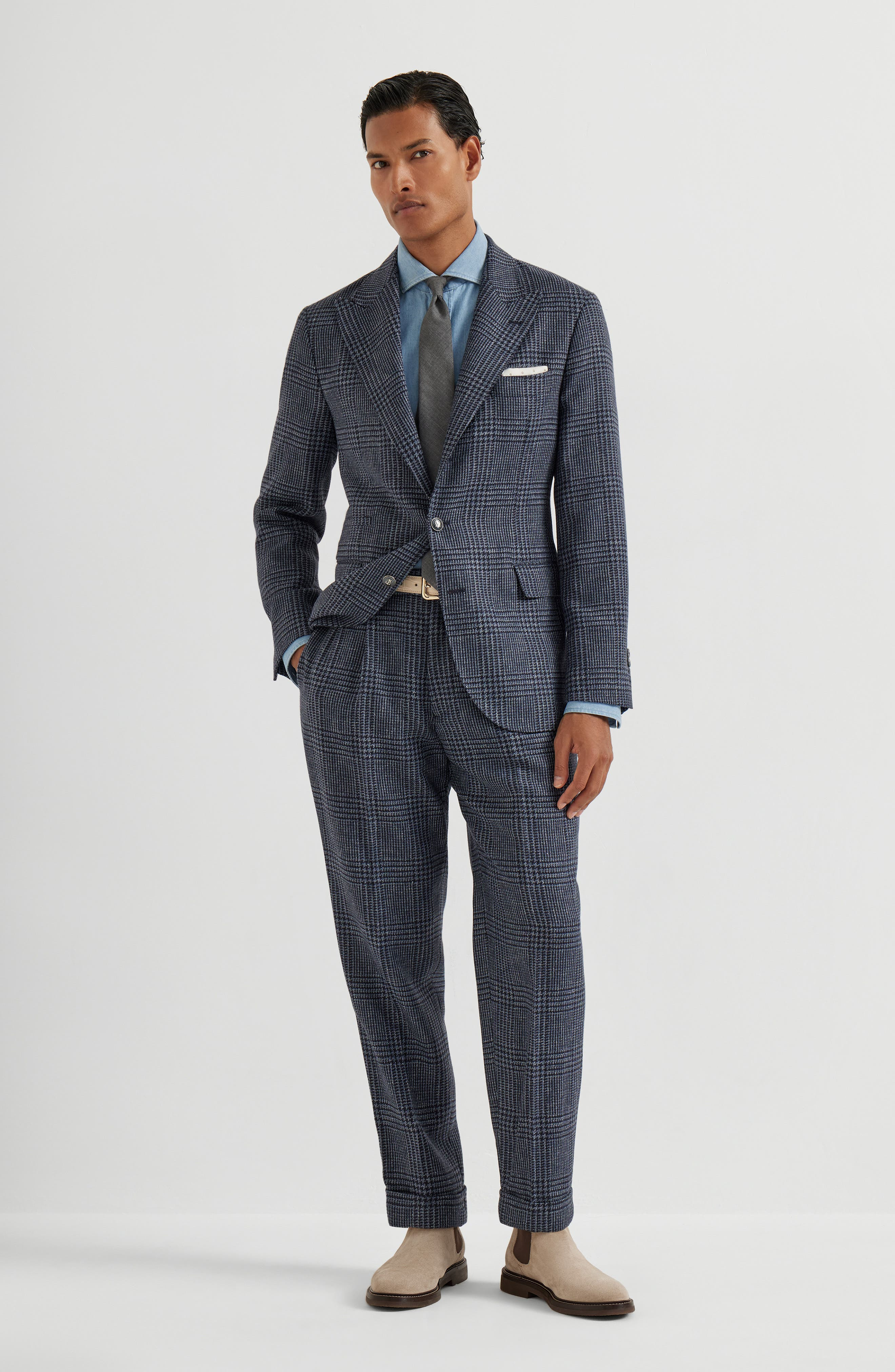 Brunello Cucinelli Leisure fit trousers with double pleats in Denim at Nordstrom - 3