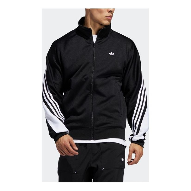 adidas originals 3stripe Wrap Tt Embroidered Logo Stand Collar Sports Jacket Black FM1525 1