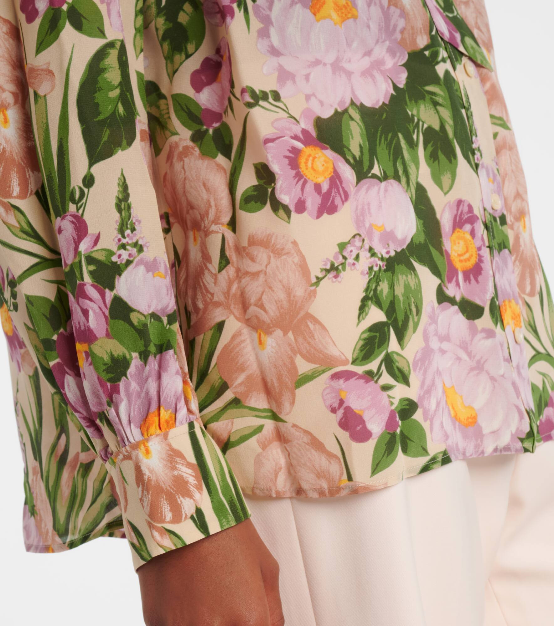 Tie-neck silk crêpe de chine blouse - 5
