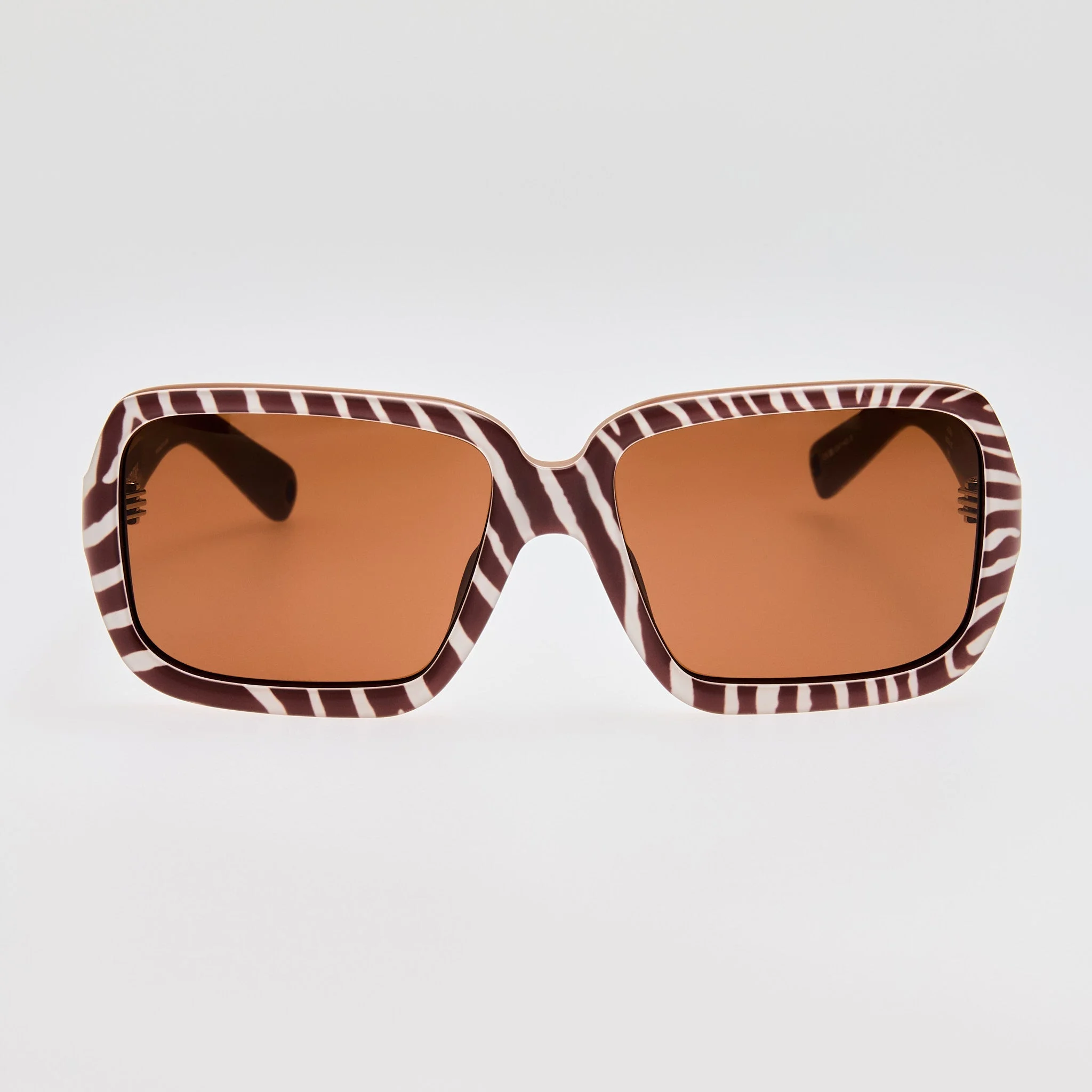 Cabana Oversize Sunglasses in Matt Brown and White Zebra - 1