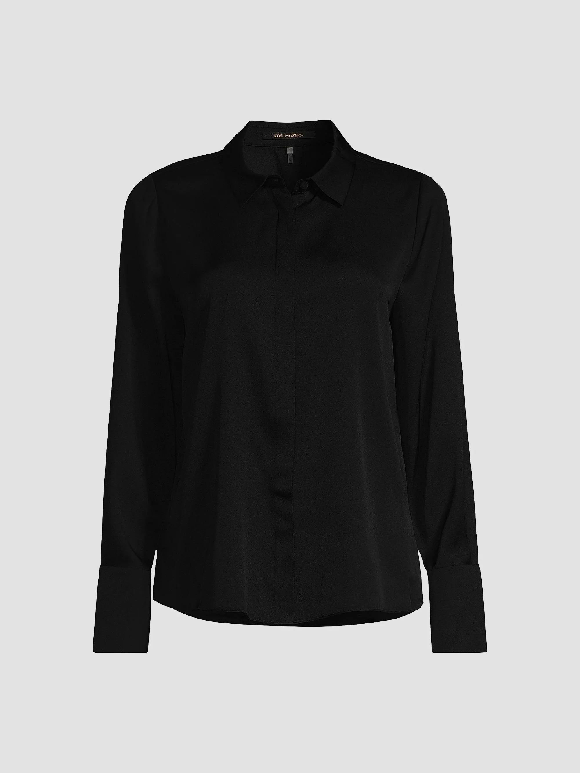 Women's Larissa Collared Silk-Blend Blouse - Black - 1