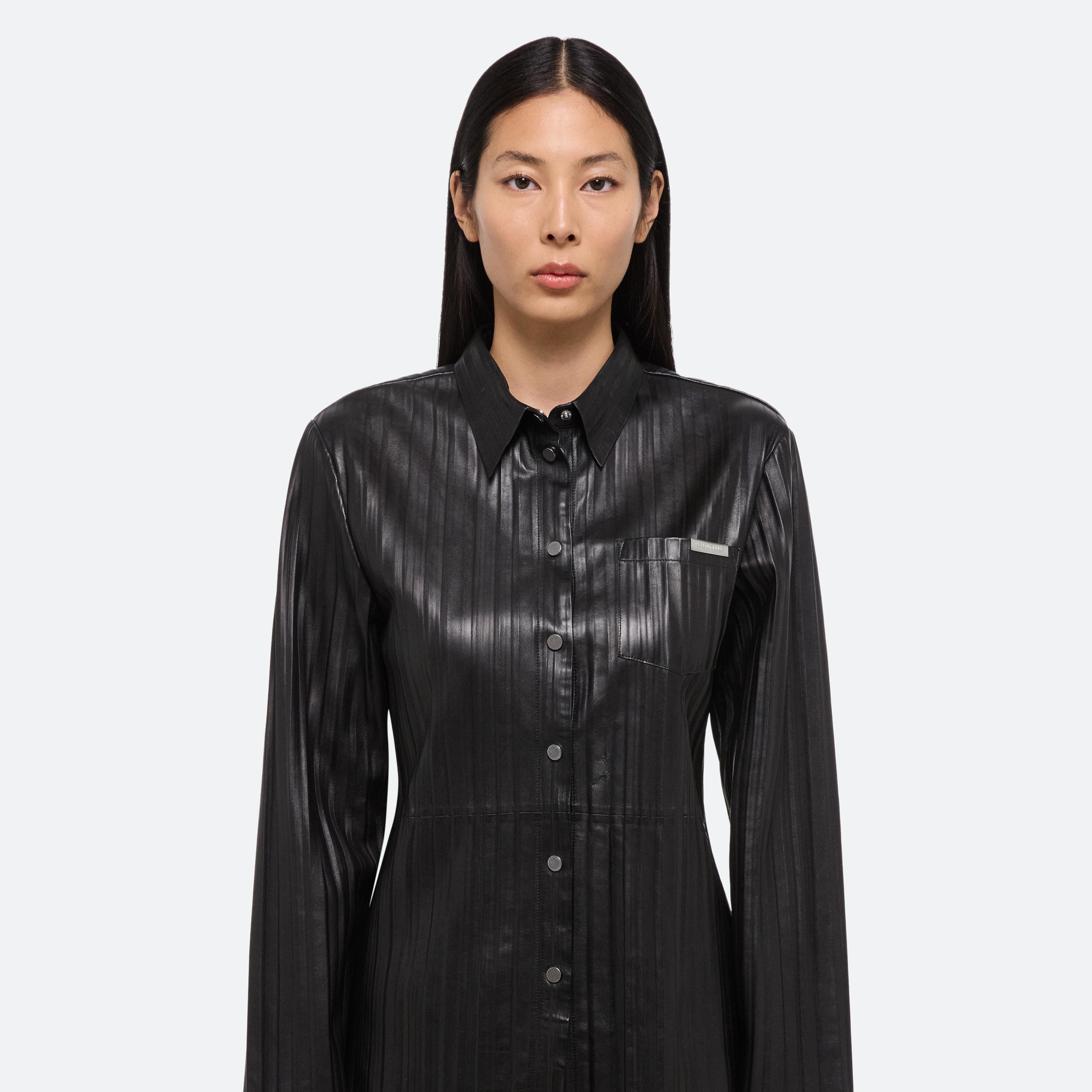 PLEATED LEATHER CLASSIC SHIRT - 6