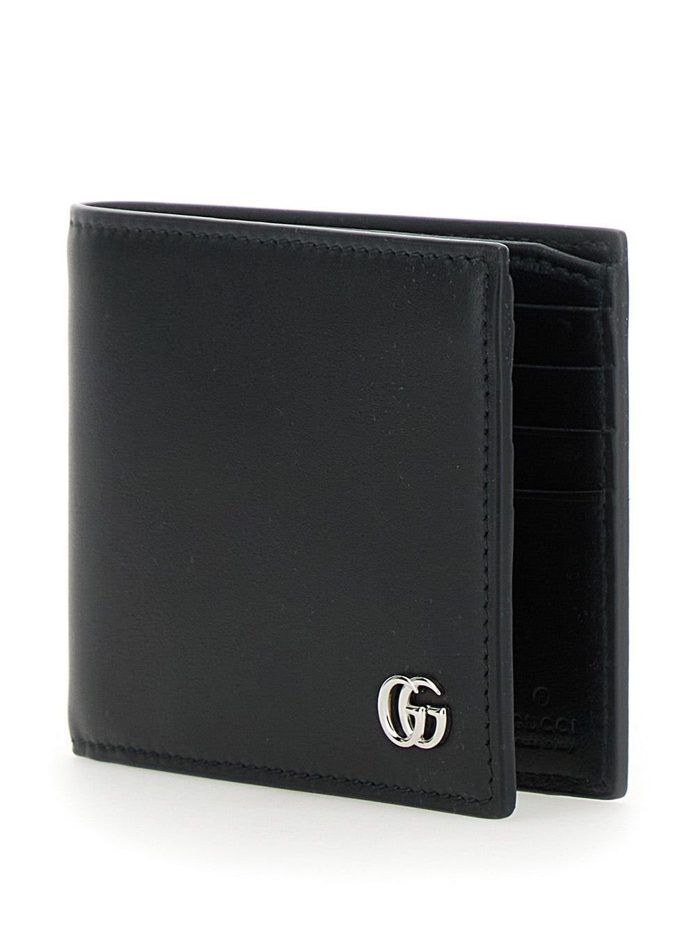 Gucci Men Black Bi-Fold Wallet With Double G Plaque On The Front In Leather Man - 2