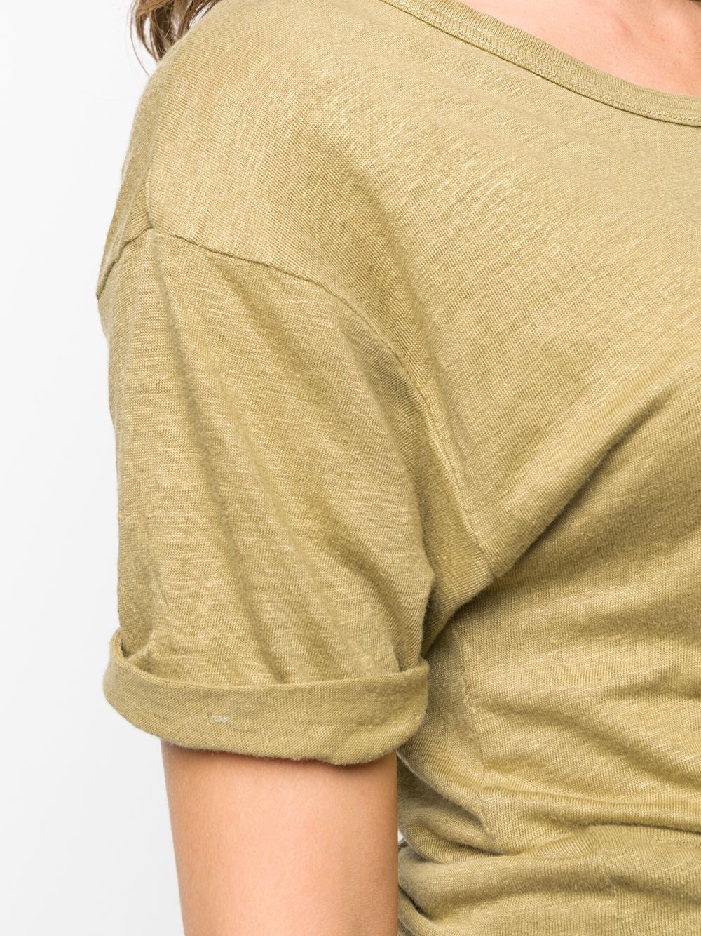 curve-hem linen T-shirt - 5