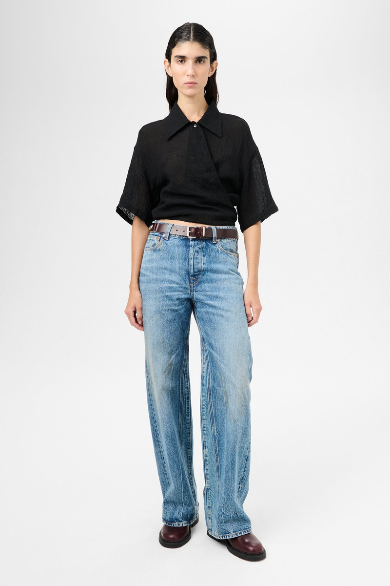 Our Legacy Nannas Shirt Shortsleeve Black Sparse Crepe Weave outlook