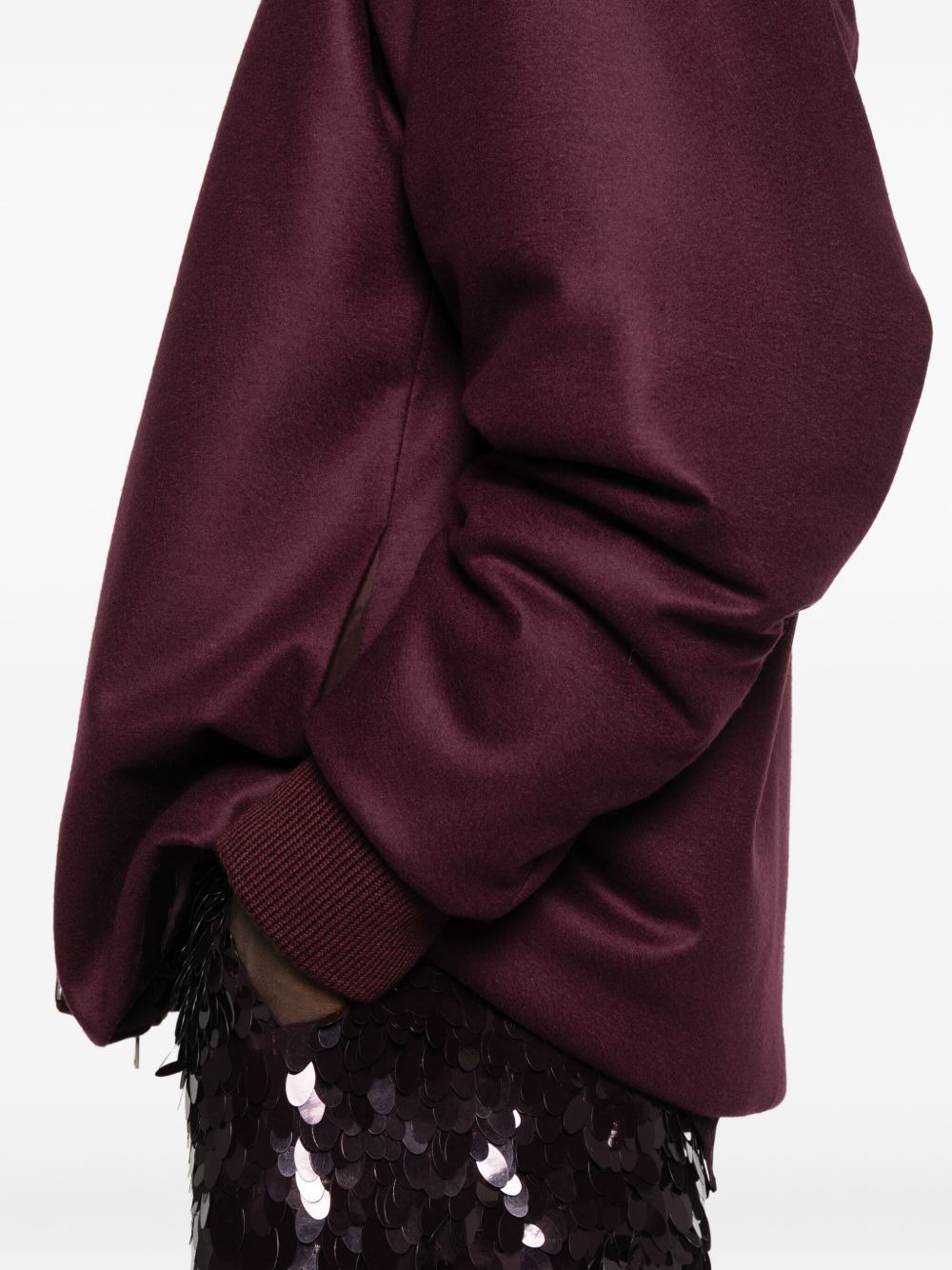 zip-up wool bomber jacket - 5