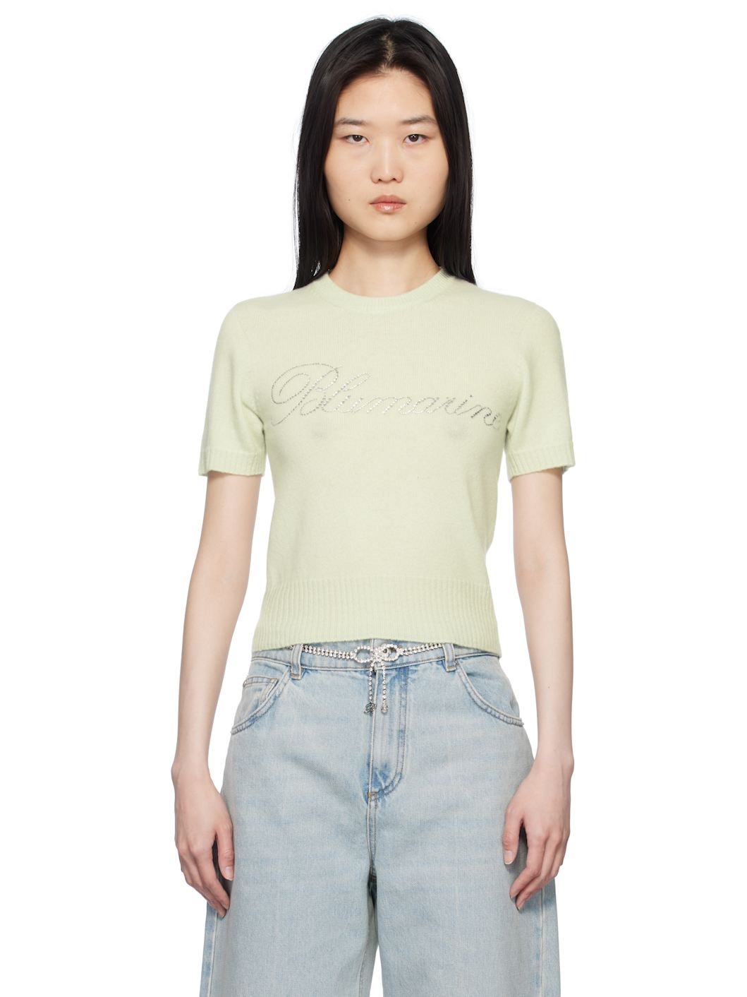 Green Cashmere Cropped Sweater - 1