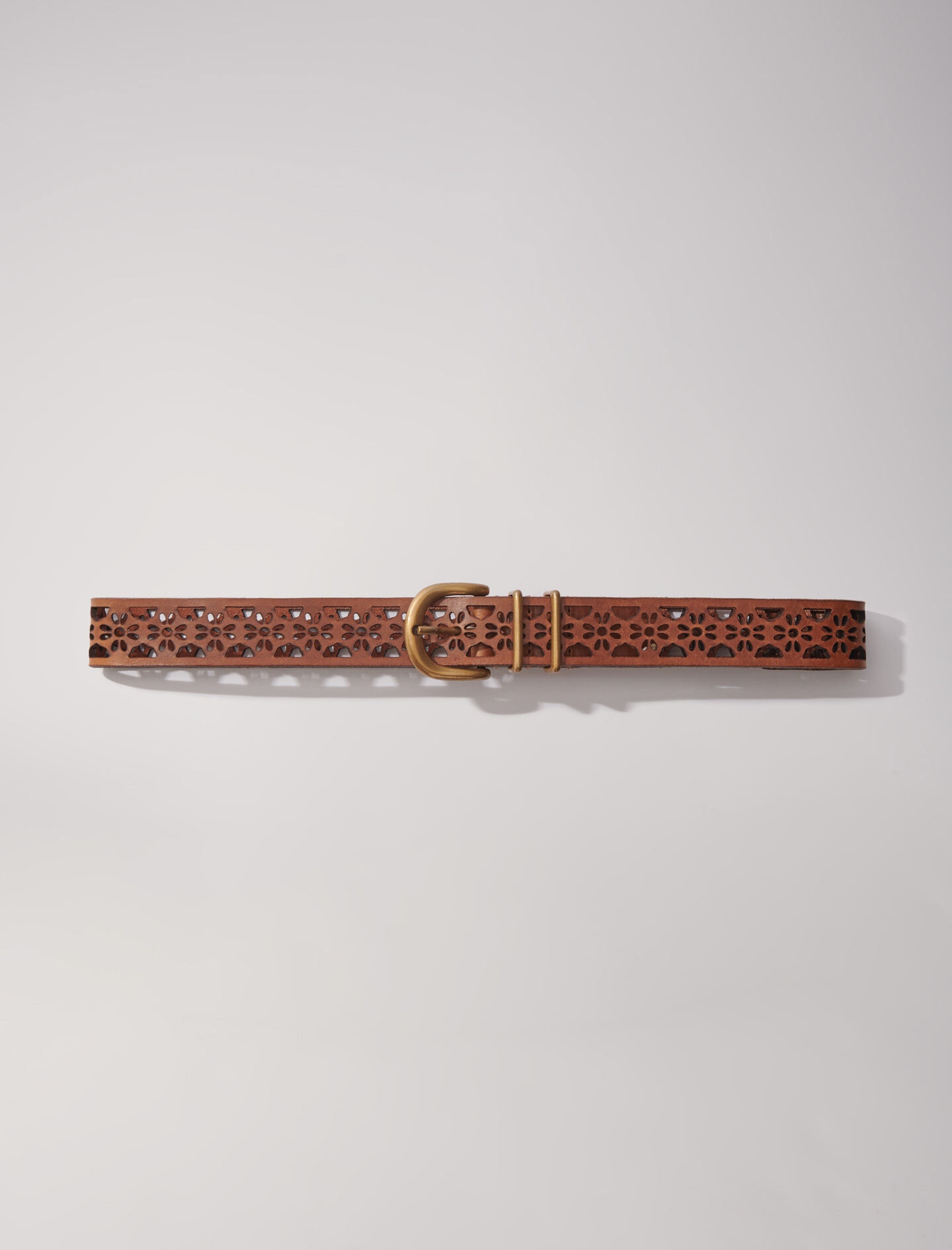 Leather belt with flower detail - 1