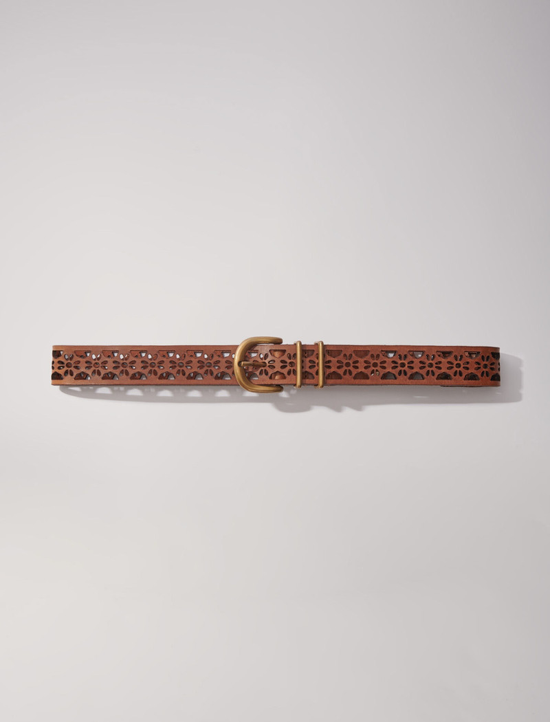 Leather belt with flower detail 1