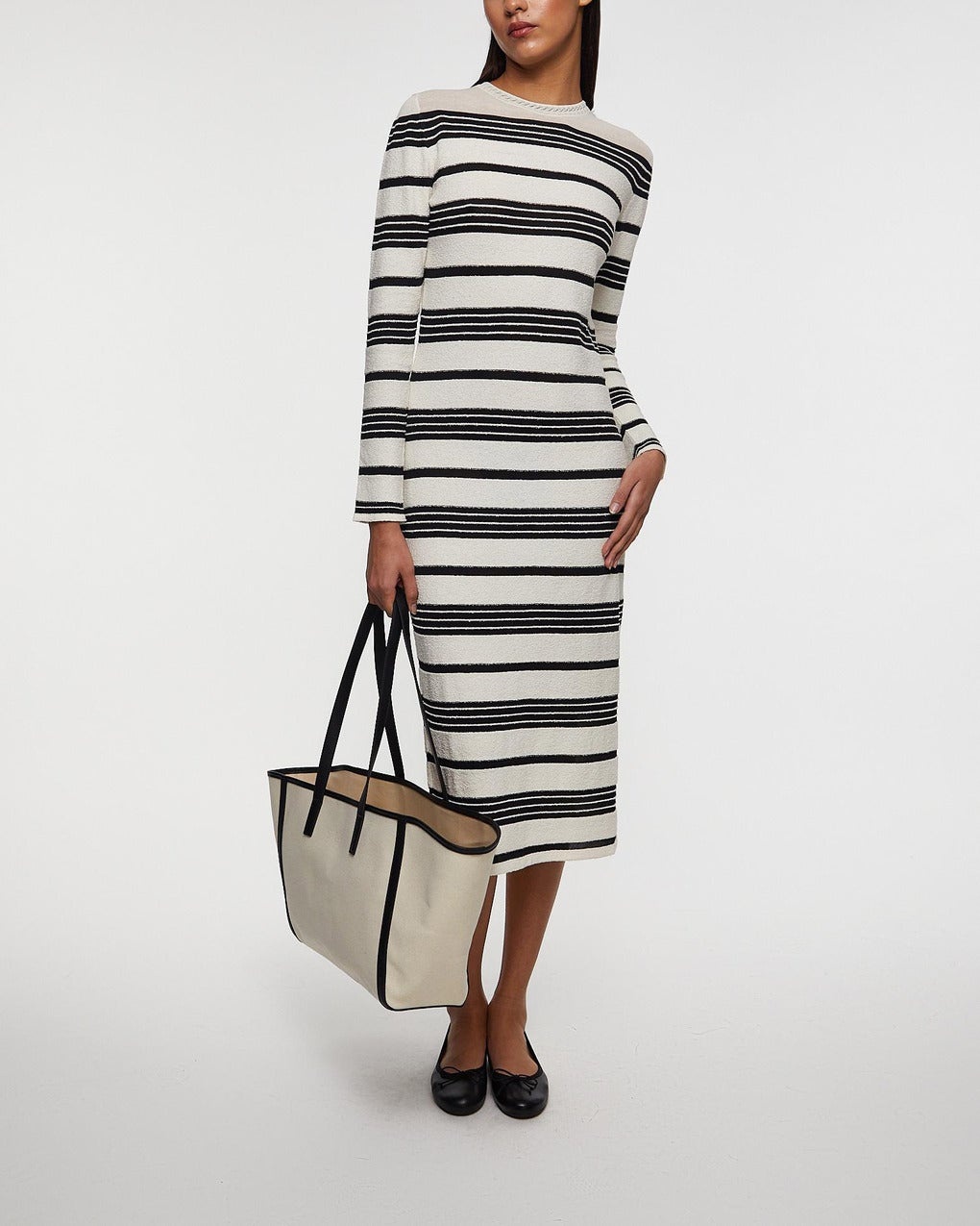 Dress Striped Bouclé Midi Dark grey - 3