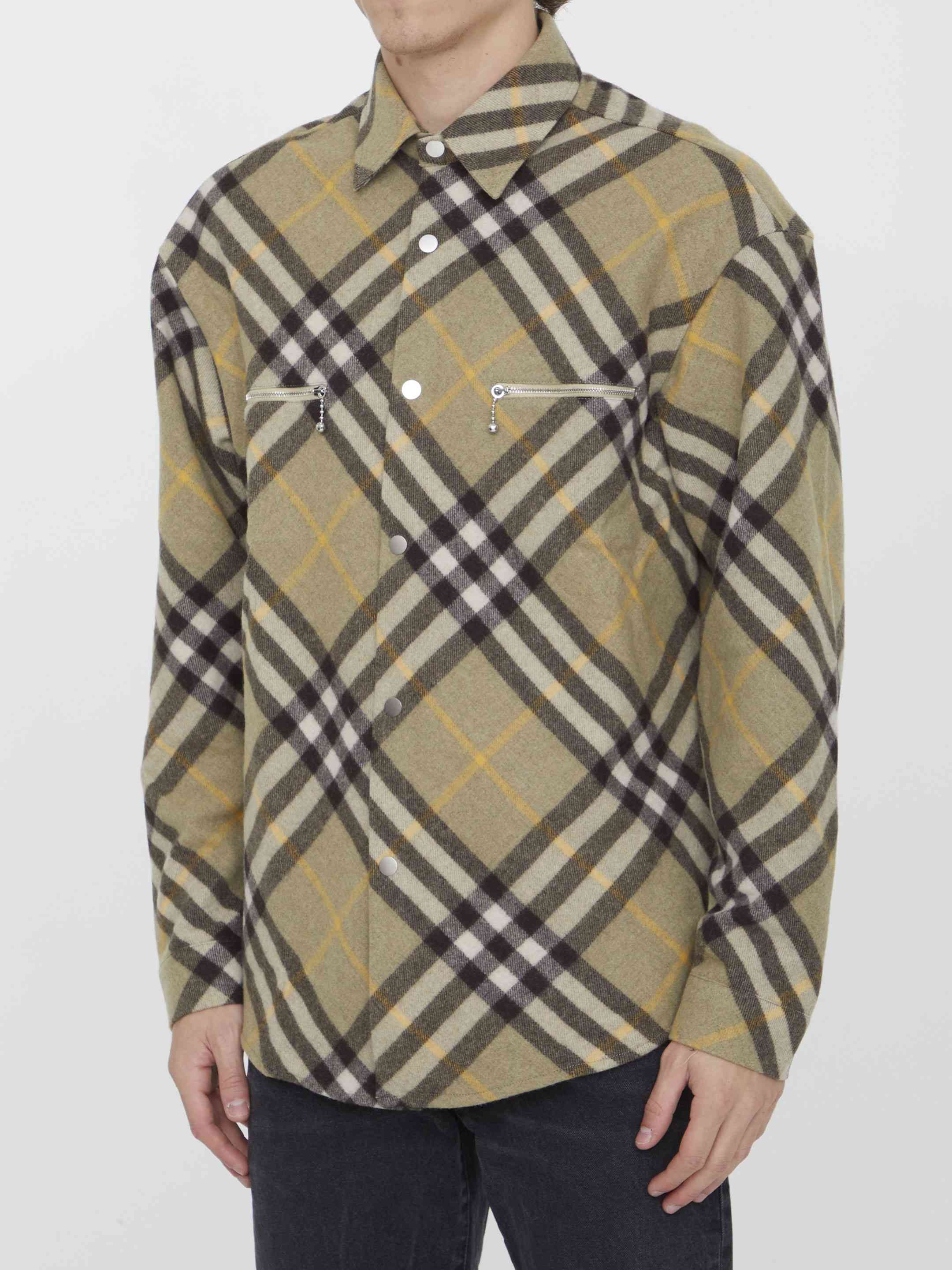 Burberry Men Check Wool Shirt - 2