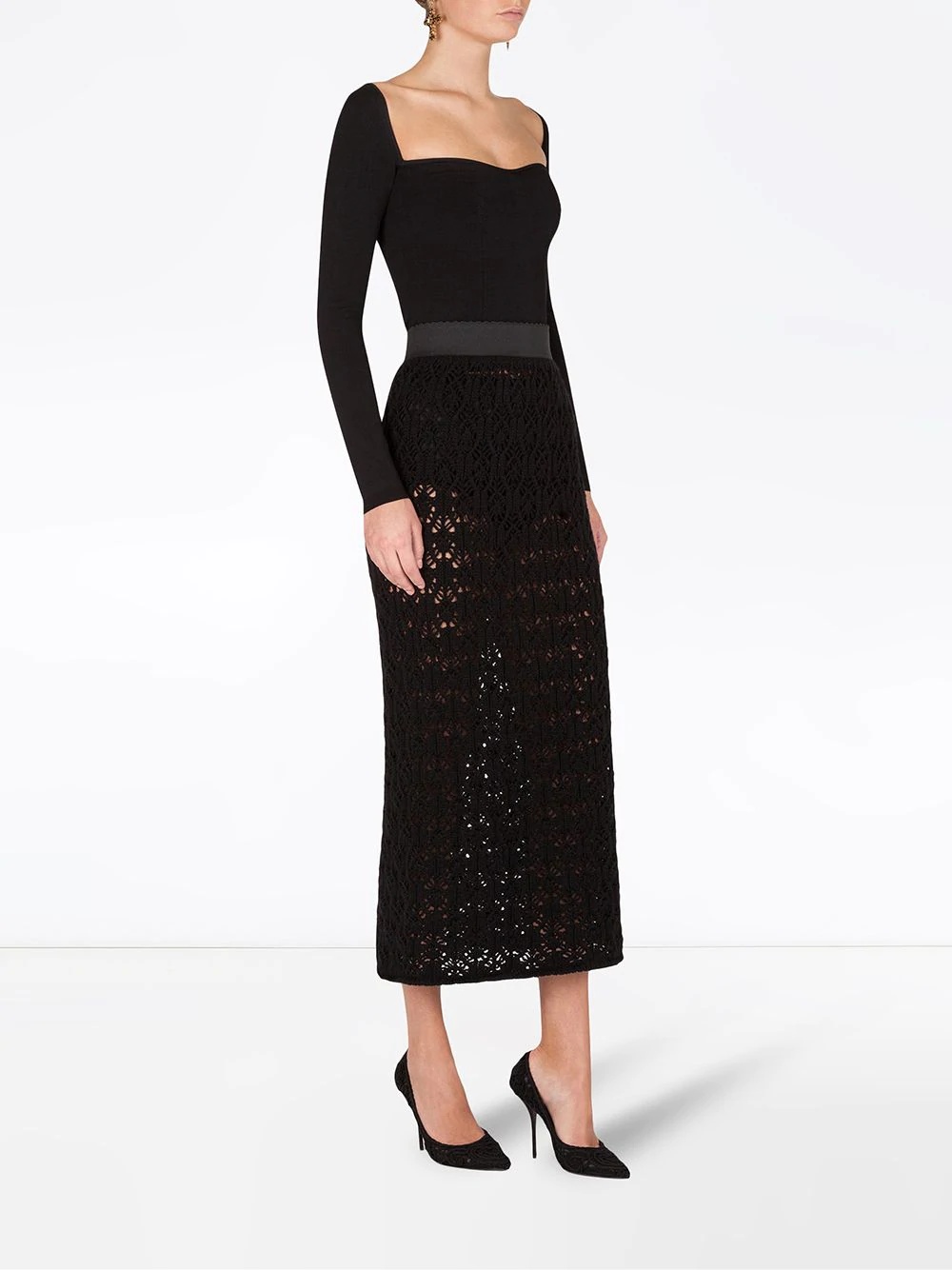 lace-effect pencil skirt - 2