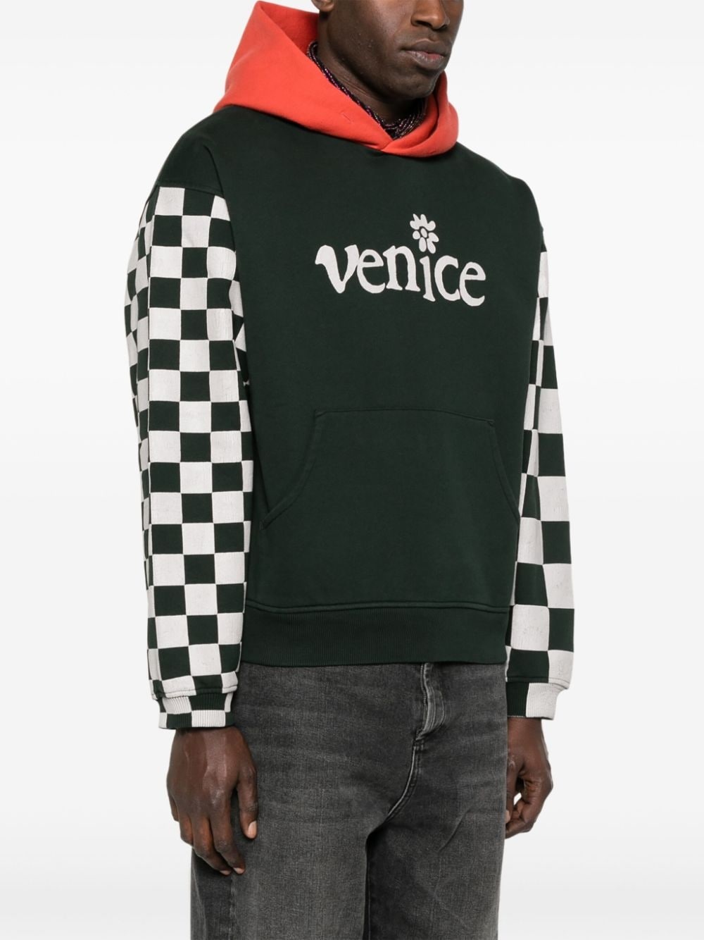 Venice-print colour-block hoodie - 2