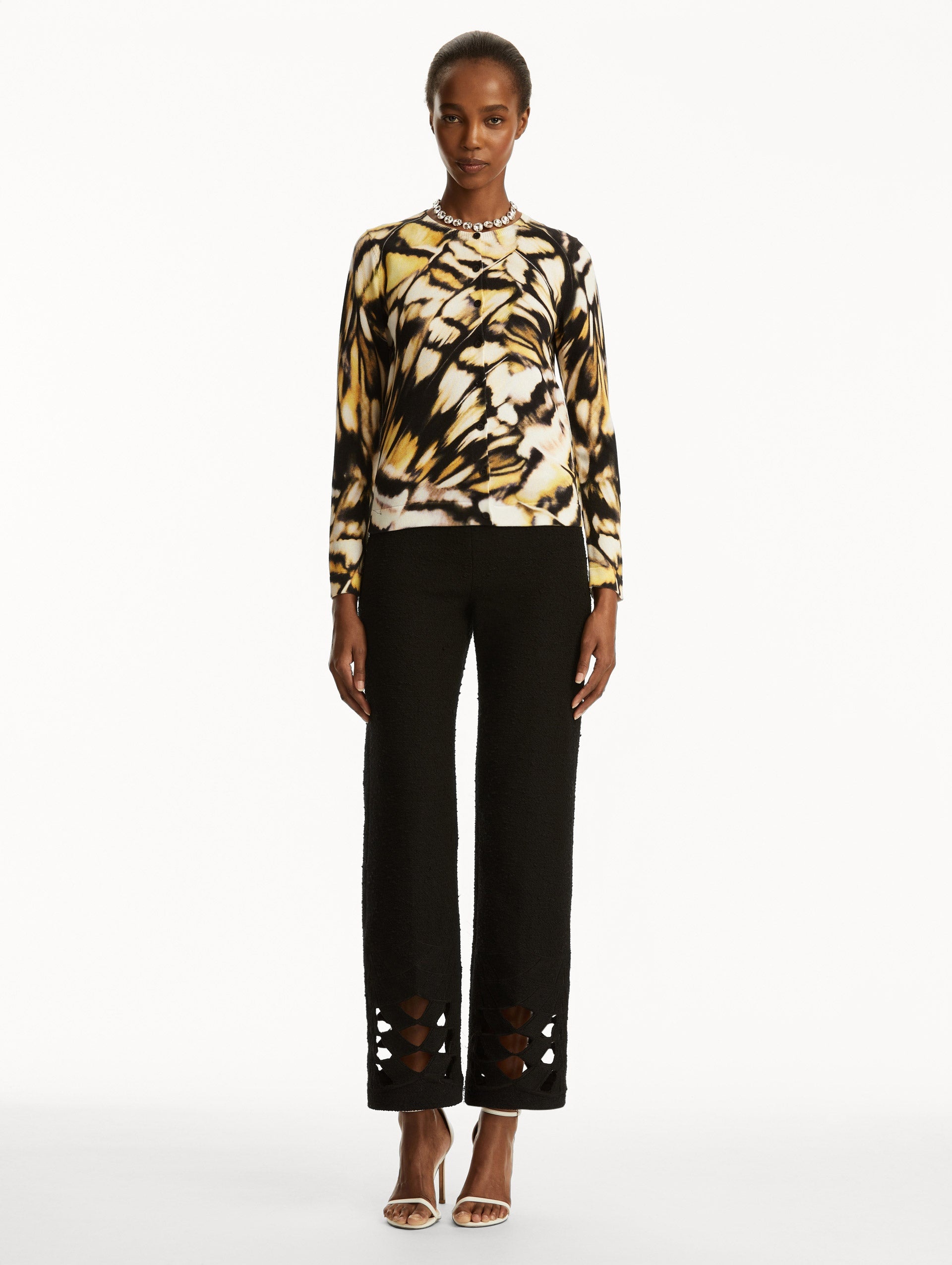 ABSTRACT BUTTERFLY PRINTED CARDIGAN - 3