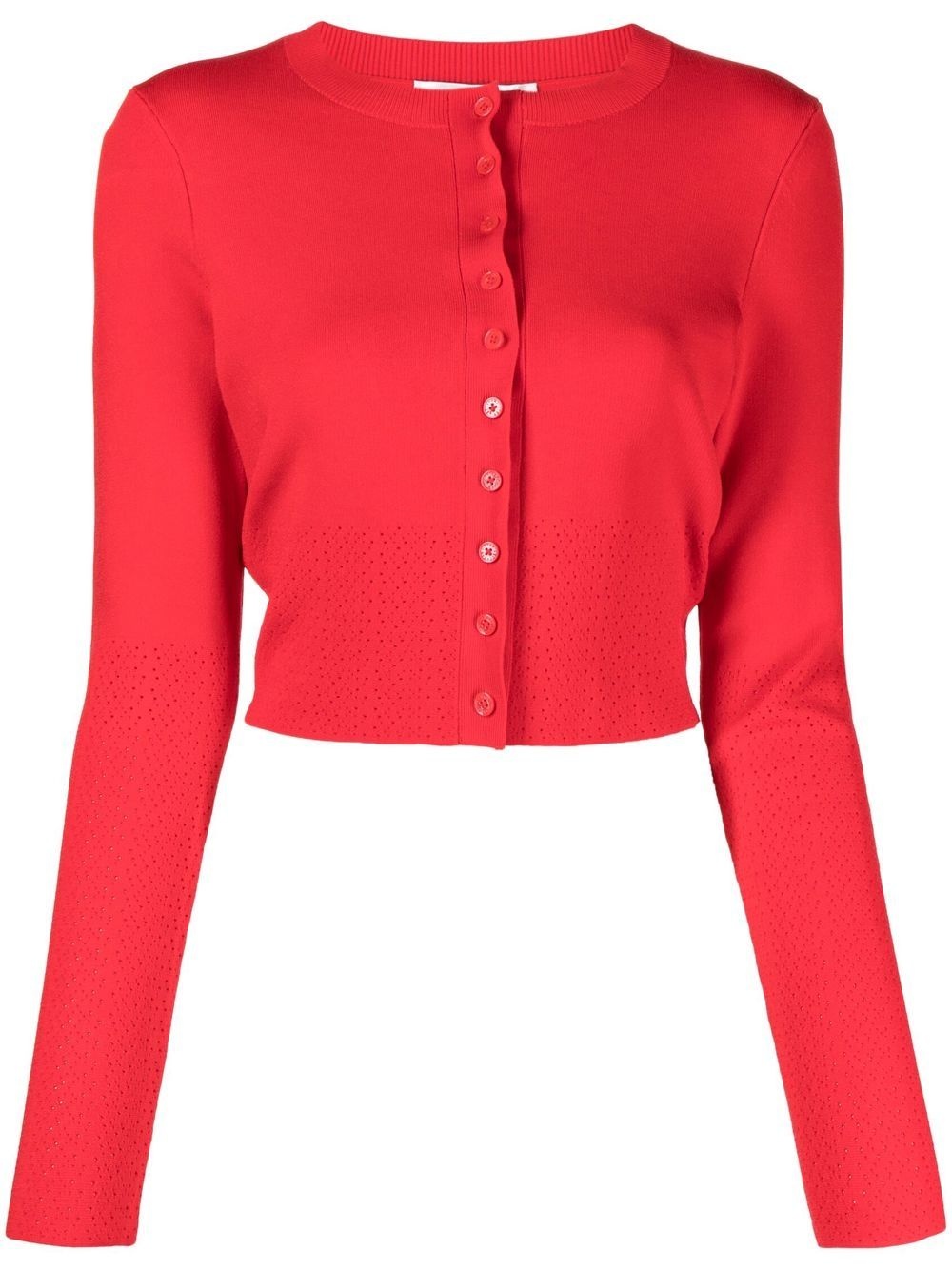 pointelle-knit cropped cardigan - 1