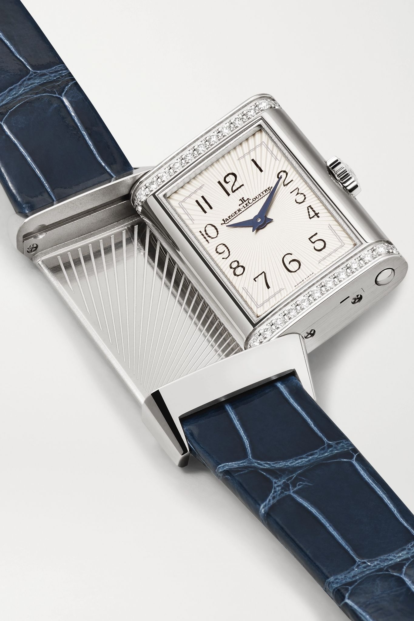 Reverso One medium 20mm stainless steel, diamond and alligator watch - 7