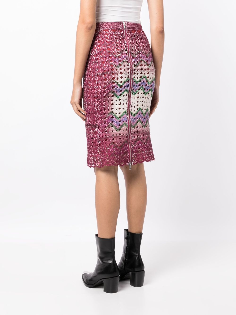 graphic-print crochet-knit midi skirt - 4