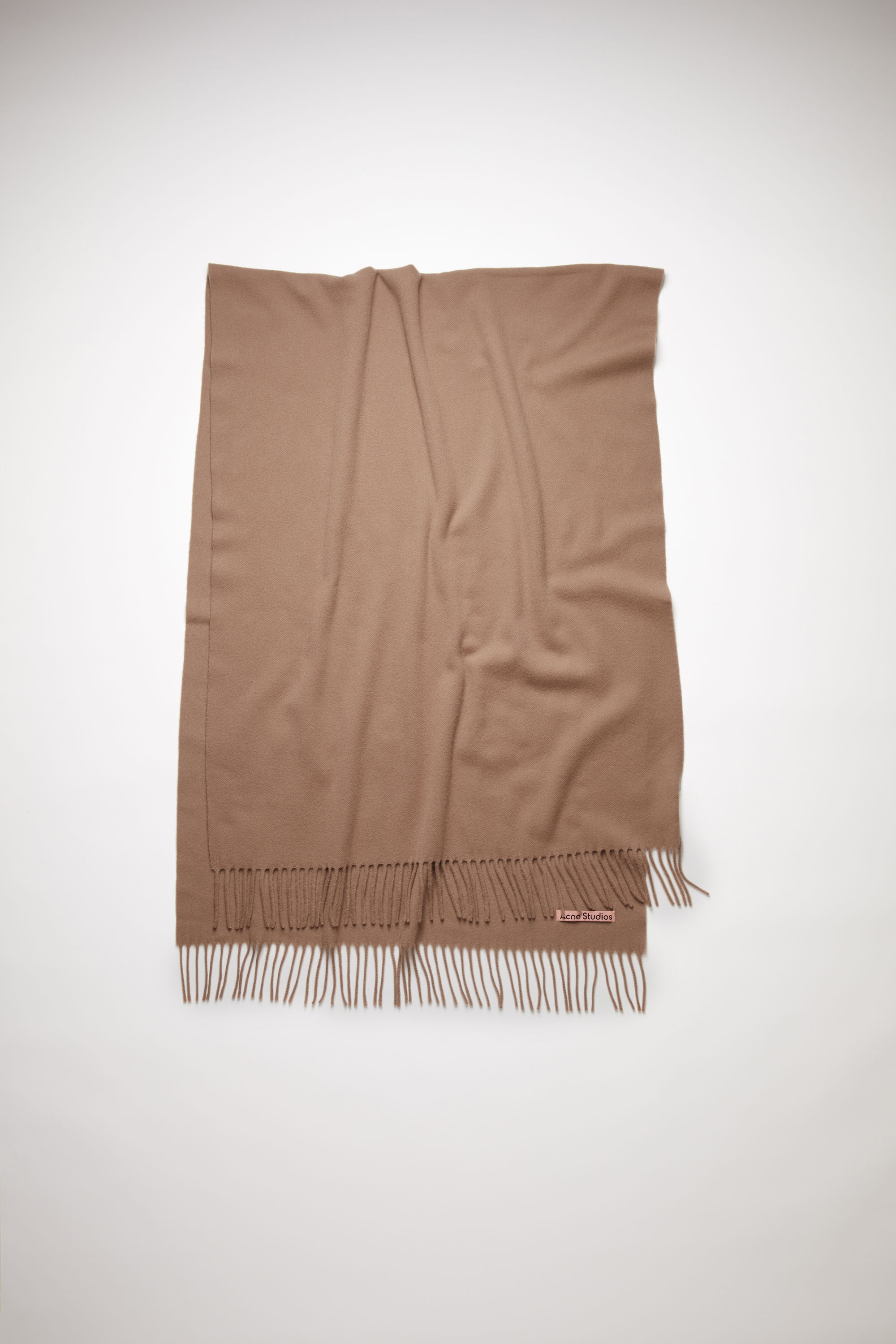 Fringe wool scarf - oversized - Caramel brown - 1