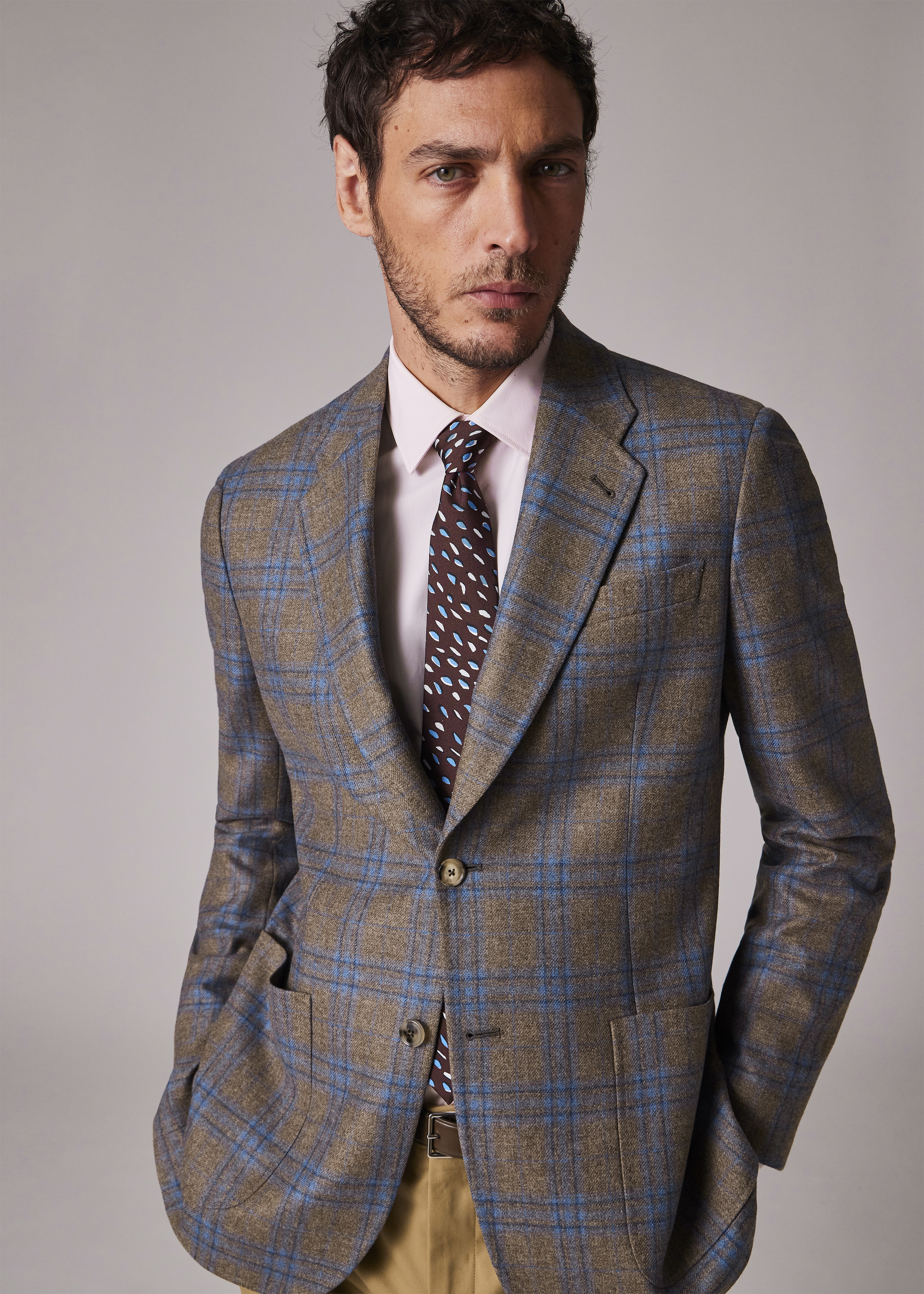 Brown Check Wool-Cashmere Buggy-Lined Blazer - 6