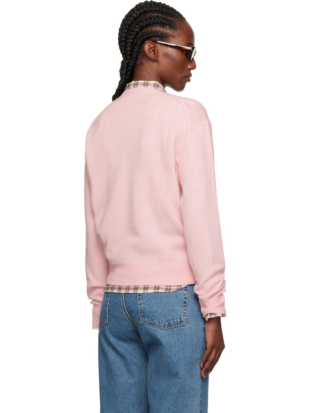 Pink Cashmere V-Neck Sweater - 3