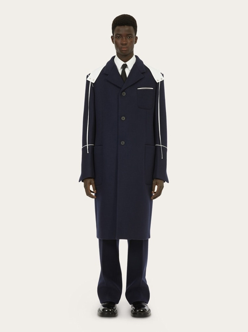 FERRAGAMO SINGLE BREASTED LONGLINE JACKET WITH HOOD outlook