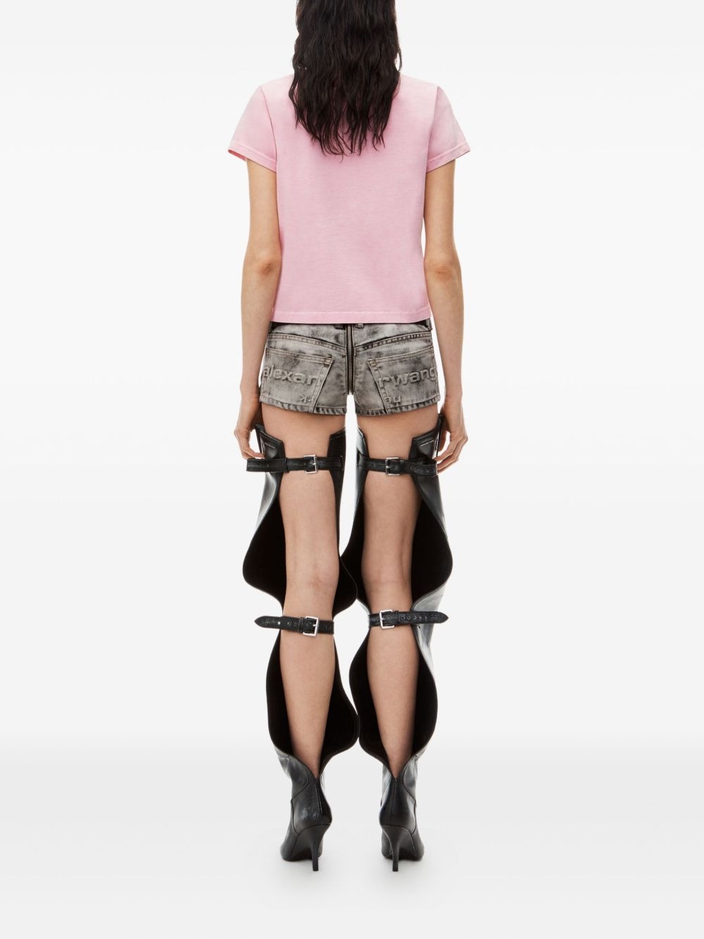embossed-logo acid-wash T-shirt - 2