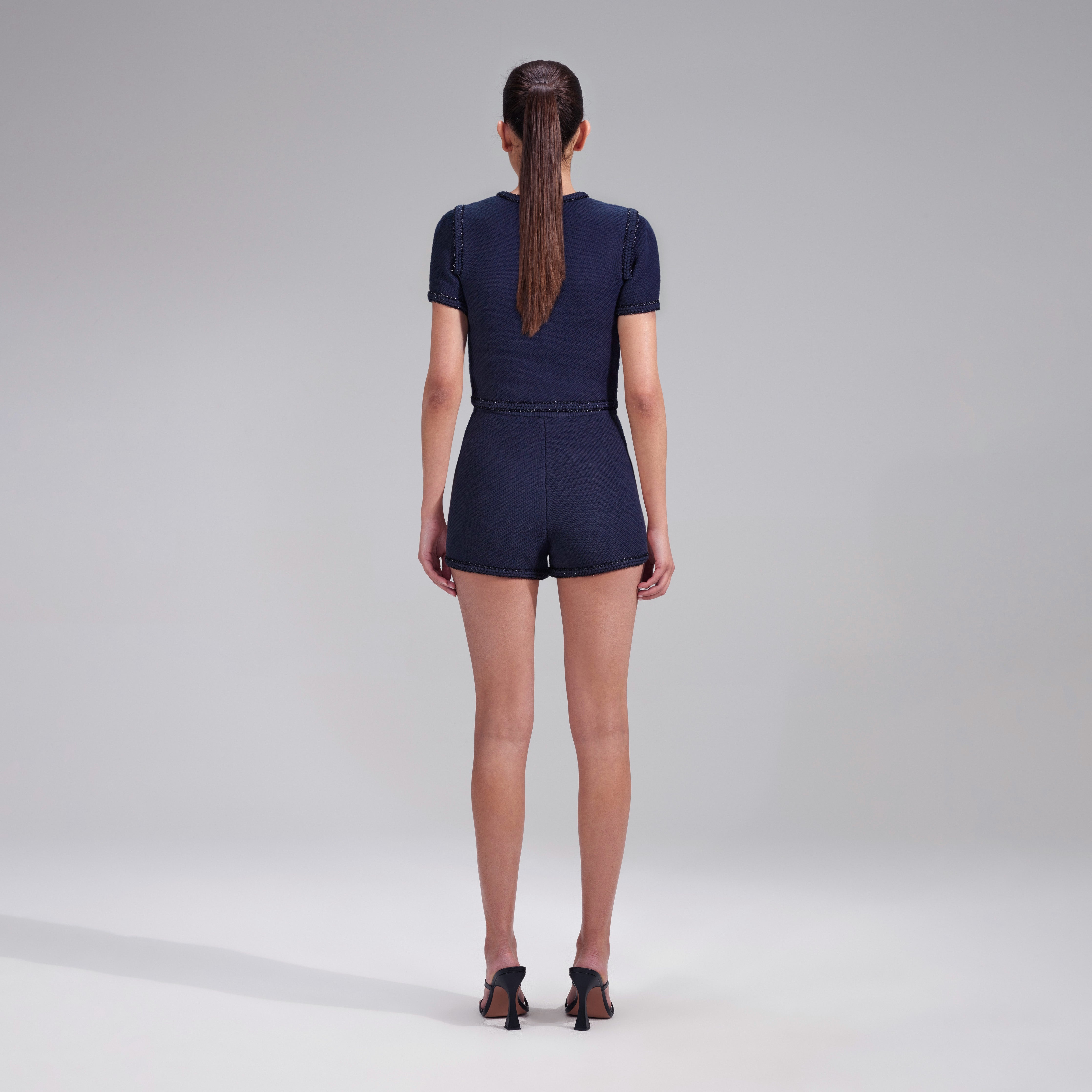 Navy Knit Shorts - 3
