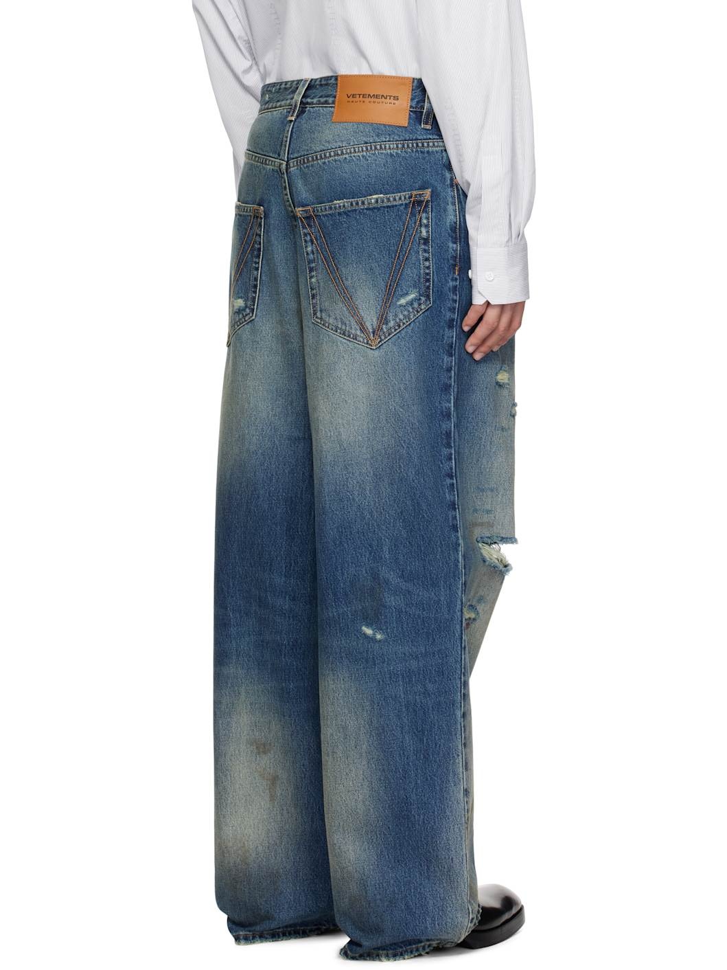 Blue Distressed Baggy Jeans - 3