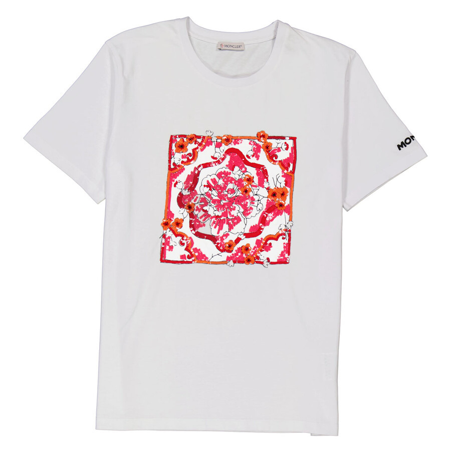 Moncler Ladies Short Sleeve Sequence Cotton T-Shirt - 4