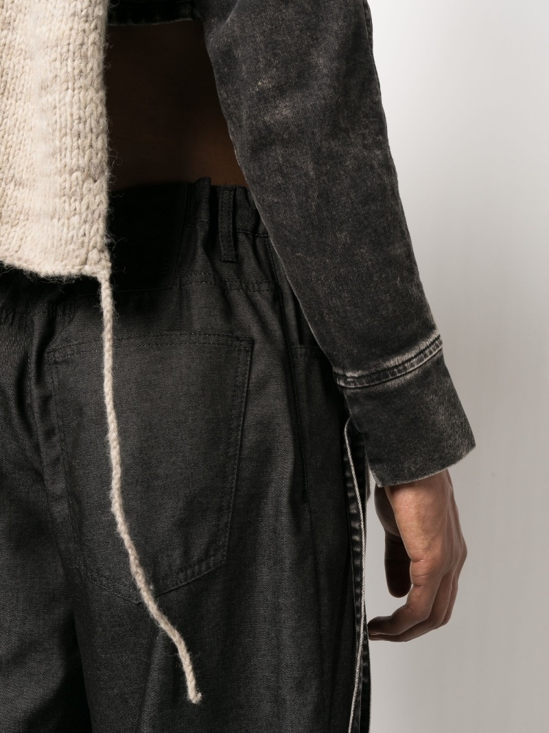 wide-leg cotton-blend trousers - 4