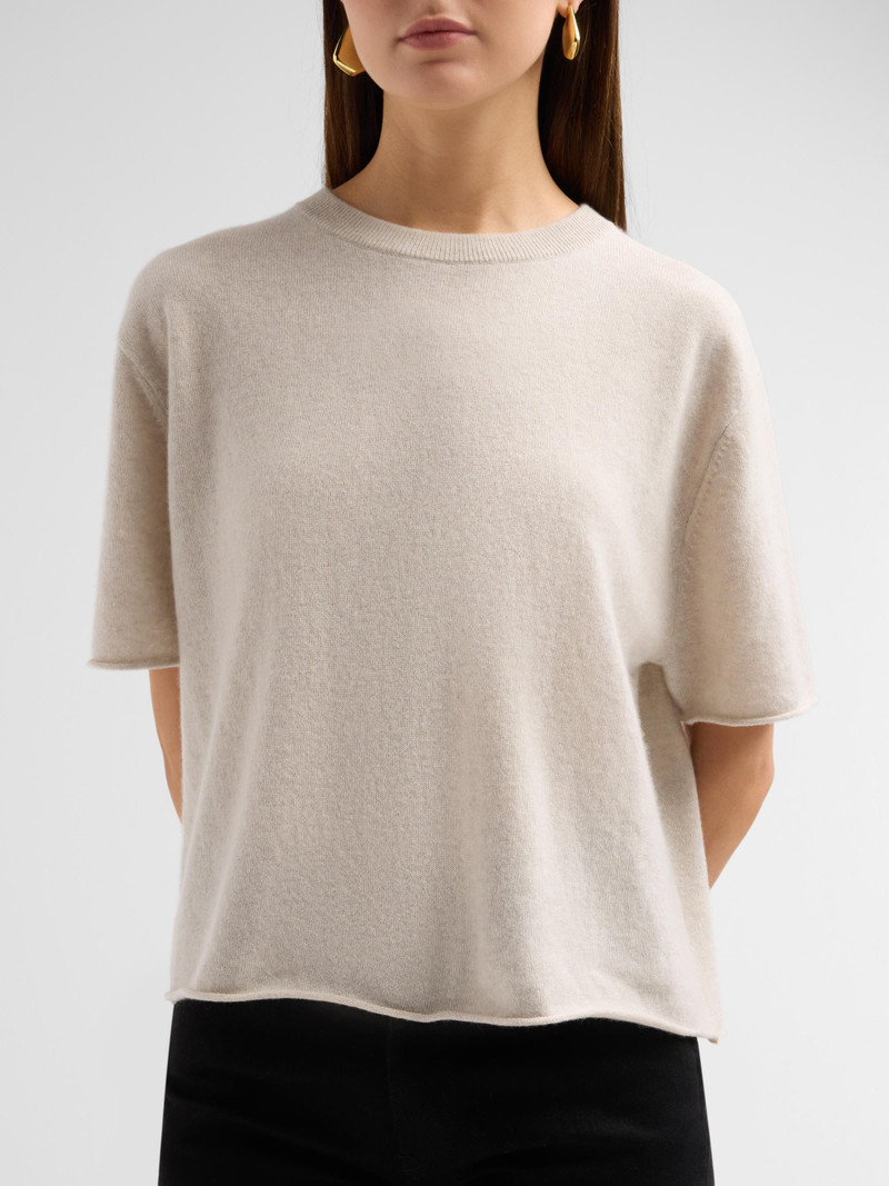 Women's Cila Cashmere Crewneck T-Shirt - Oyster 5