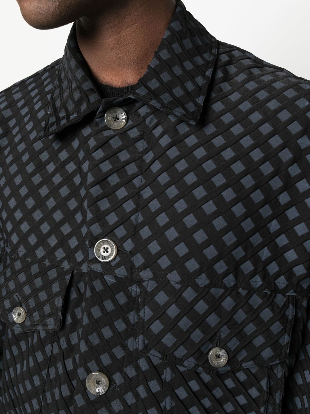 check-pattern shirt jacket - 5